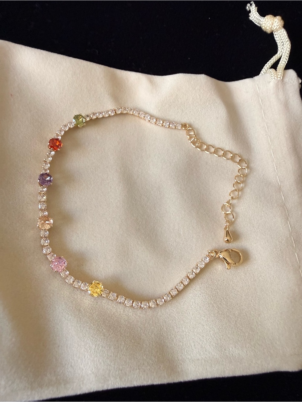 Gold Plated Multi-Color Crystal Tennis Bracelet